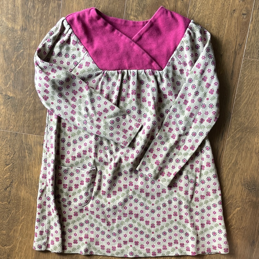 Tea Collection Pink and Gray Floral Long Sleeve Tee